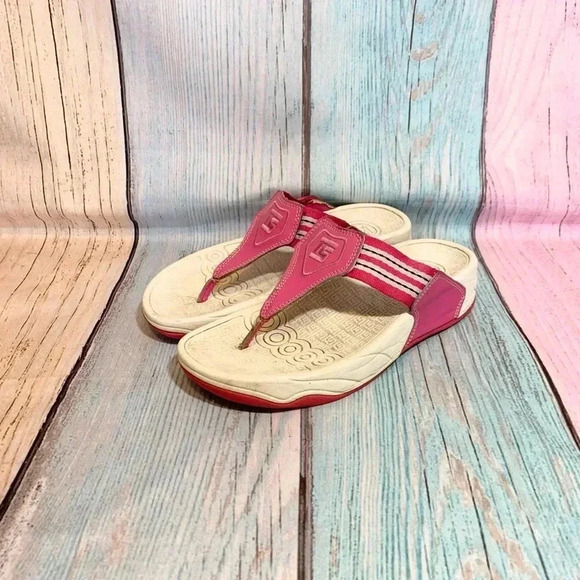 Pink and white therashoe slip on sandals open toe flip Flops - Picture 1 of 12